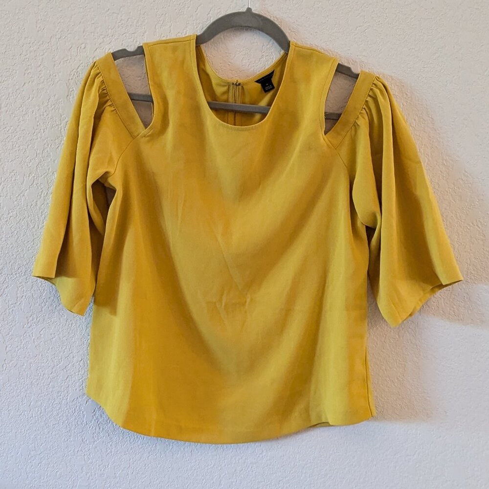 Gold cut out shoulder top